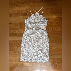 Lulu's Cream Lace Floral Mini Dress